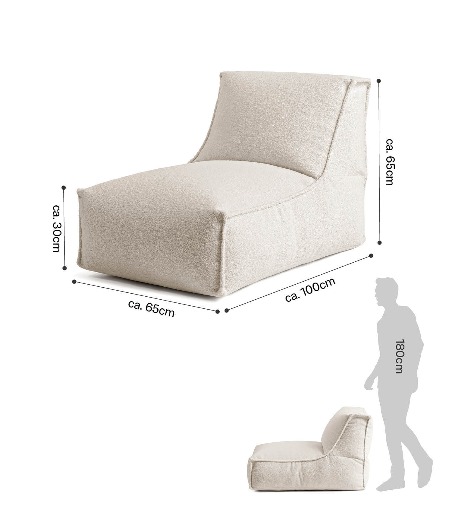 mokebo® 'Doze' Bouclé Sitzsack Bean Bag Relaxsessel Lesesessel