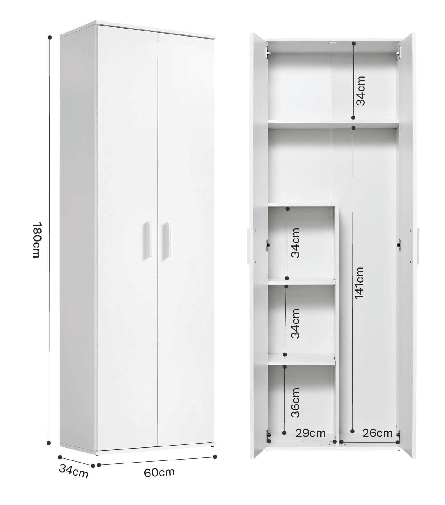 Besenschrank schmal Putzschrank Schrank Allzweckschrank Flurschrank Küchenschrank