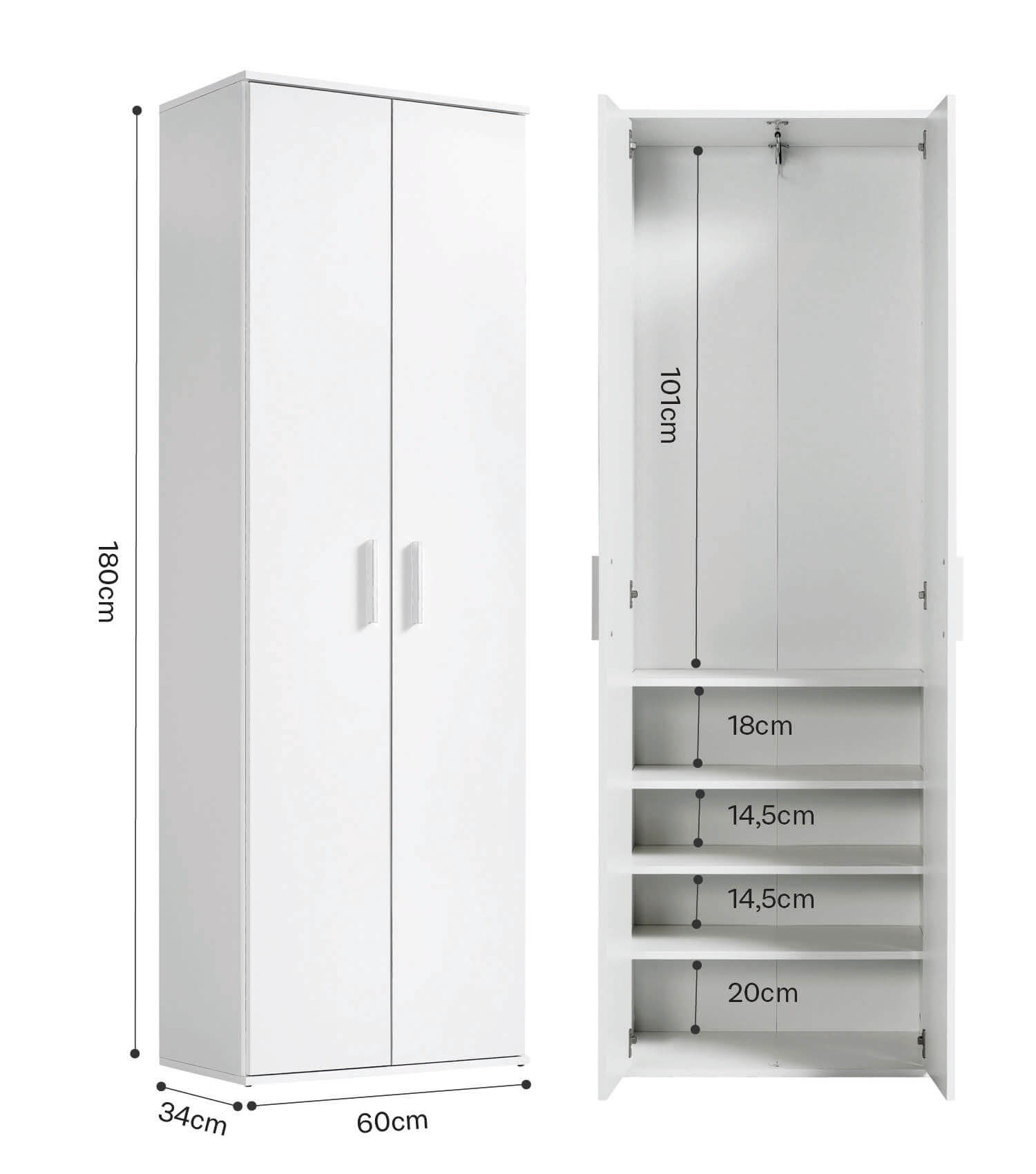 Garderobenschrank Schuhschrank Allzweckschrank Flurschrank Kleiderschrank Flur Möbel