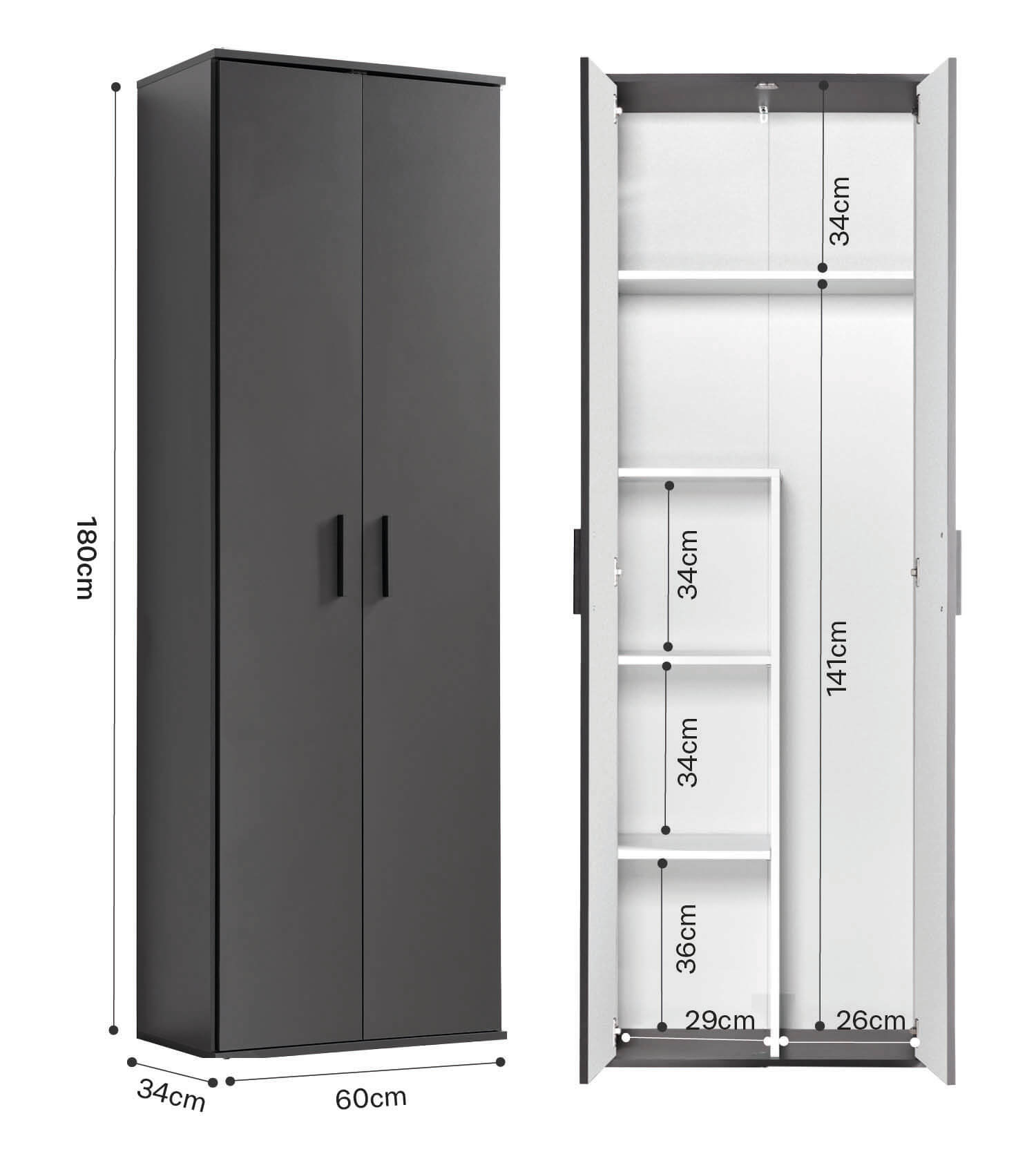Besenschrank schmal Putzschrank Schrank Allzweckschrank Flurschrank Küchenschrank