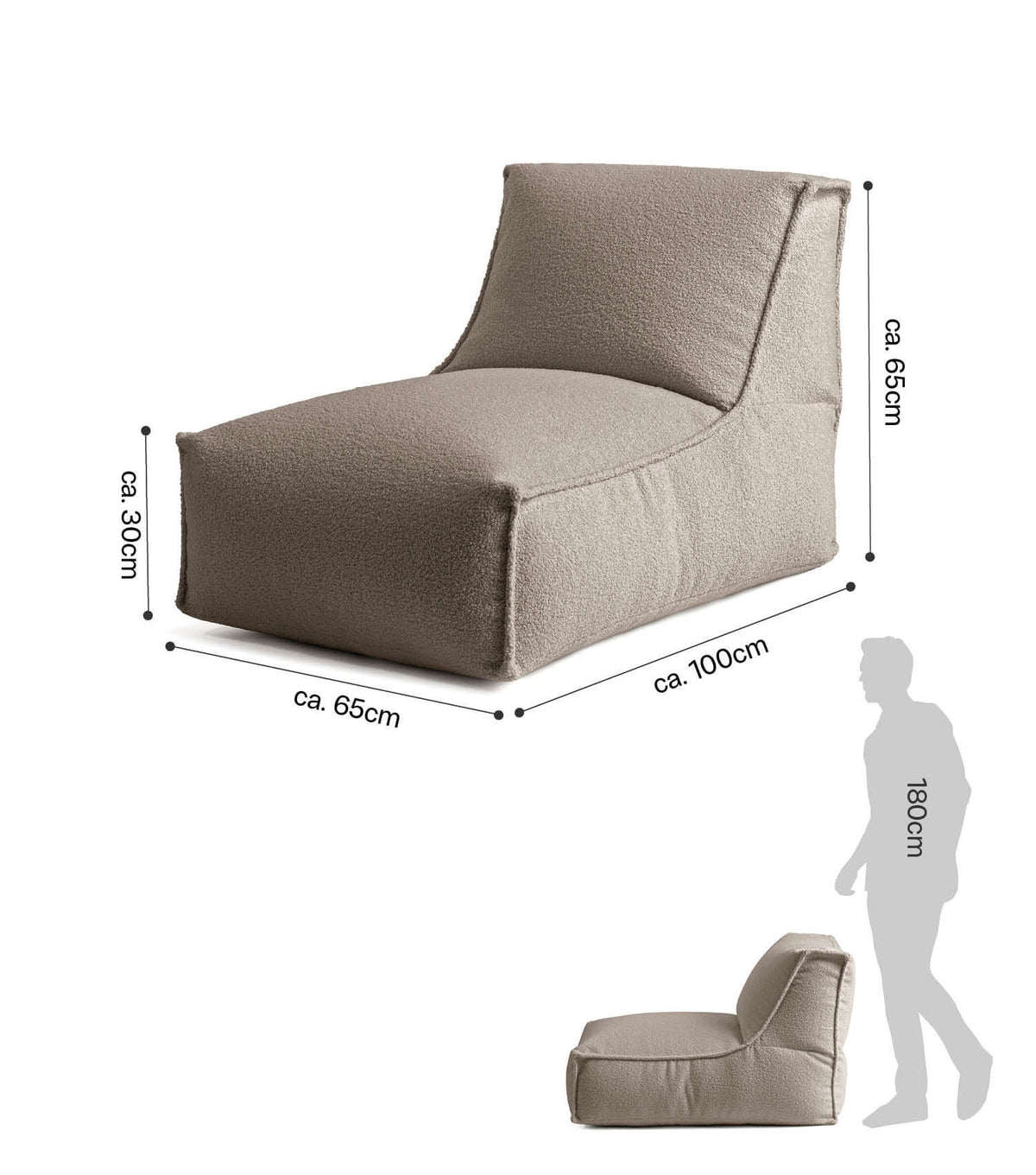 mokebo® 'Doze' Bouclé zitzak bean bag relaxplek leesfauteuil