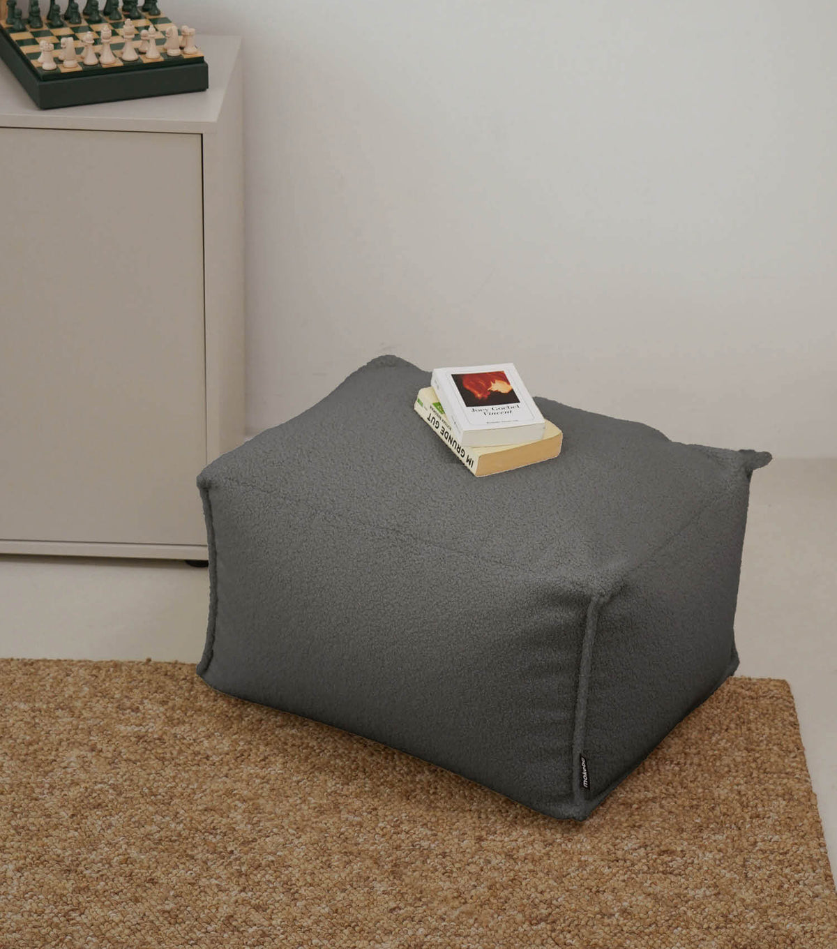 mokebo® 'Block' Bouclé pouf footstool seat cushion floor cushion