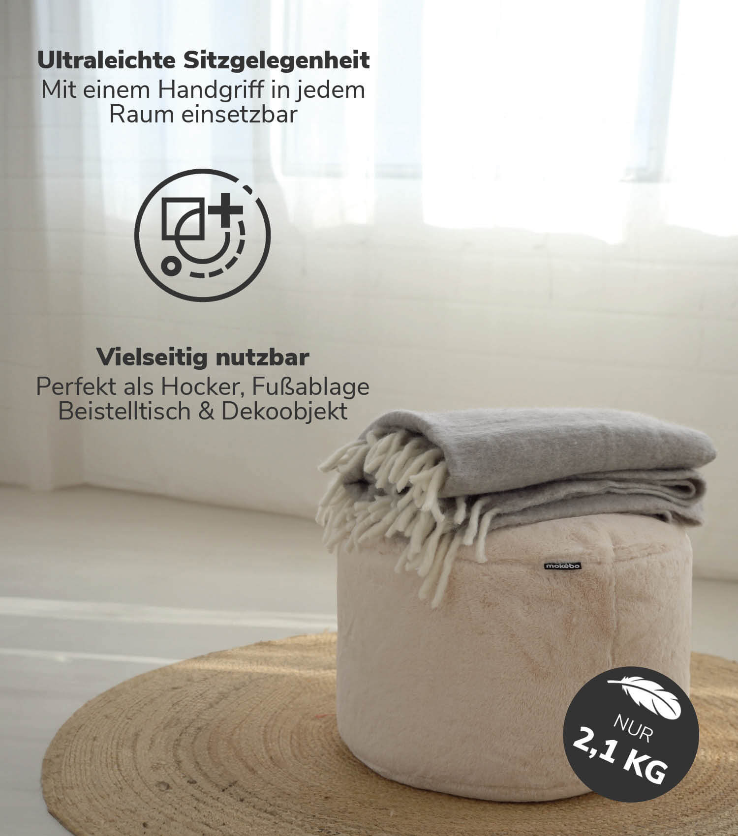 Pouf Hocker Sitzhocker Fußhocker Beistelltisch Sitzpouf Puff Sitzwürfel