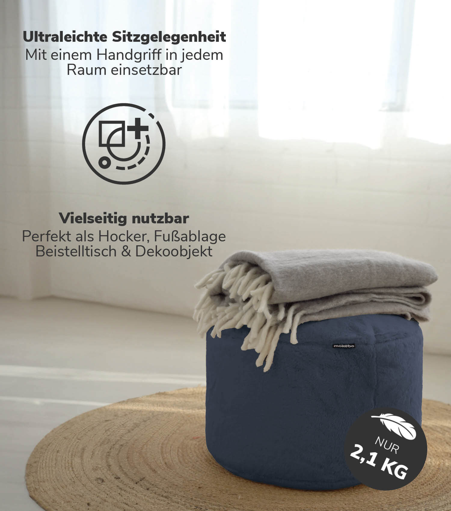 Pouf Hocker Sitzhocker Fußhocker Beistelltisch Sitzpouf Puff Sitzwürfel