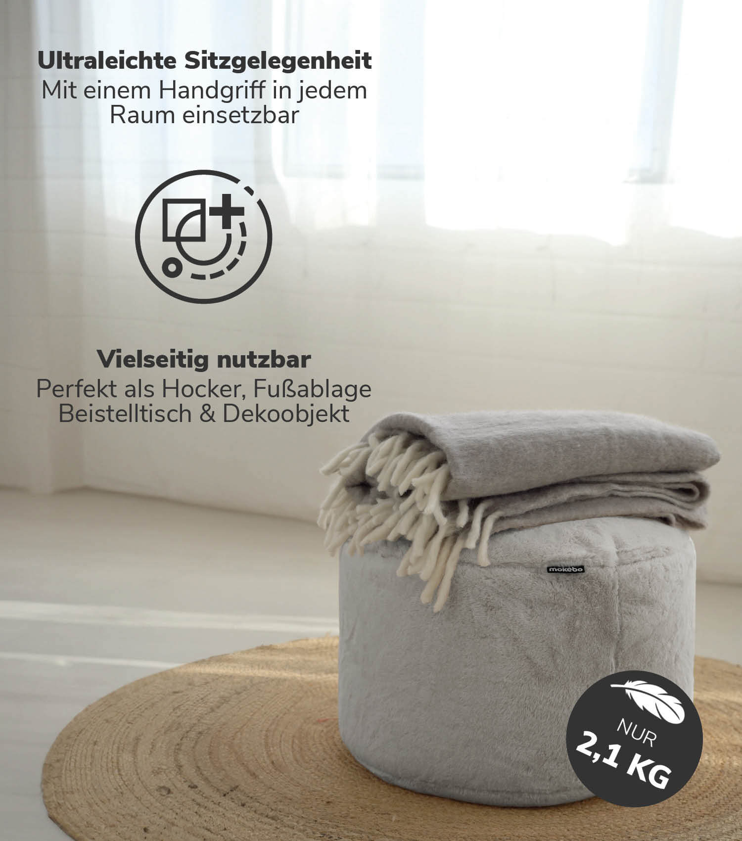 Pouf Hocker Sitzhocker Fußhocker Beistelltisch Sitzpouf Puff Sitzwürfel