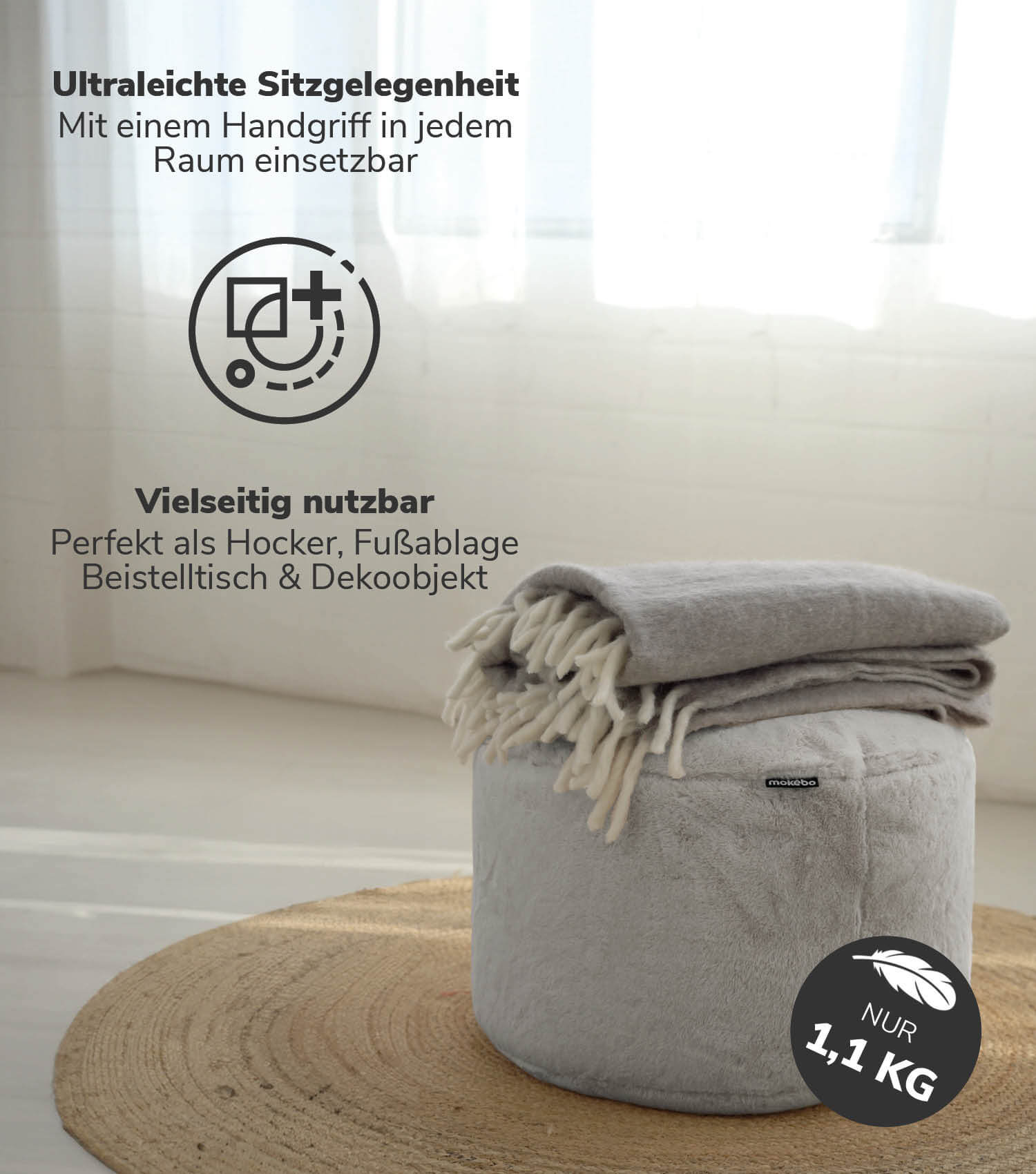 Pouf Hocker Sitzhocker Fußhocker Beistelltisch Sitzpouf Puff Sitzwürfel