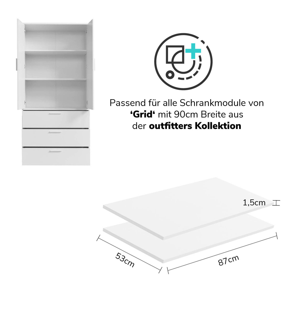 Kledingkast-legplanken 'Die Ableger ' voor 90cm breedte