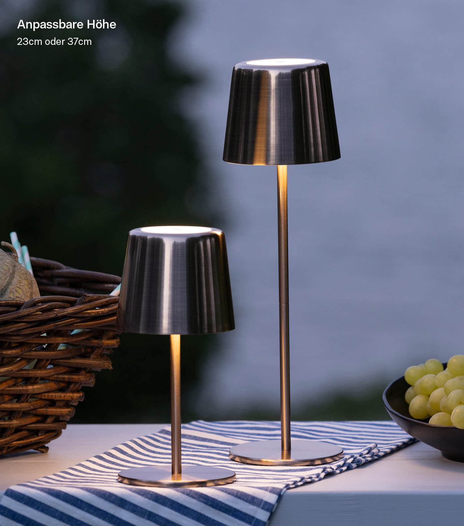 Tischlampe kabellos Akku Tischleuchte dimmbar aufladbar Outdoor Lampe