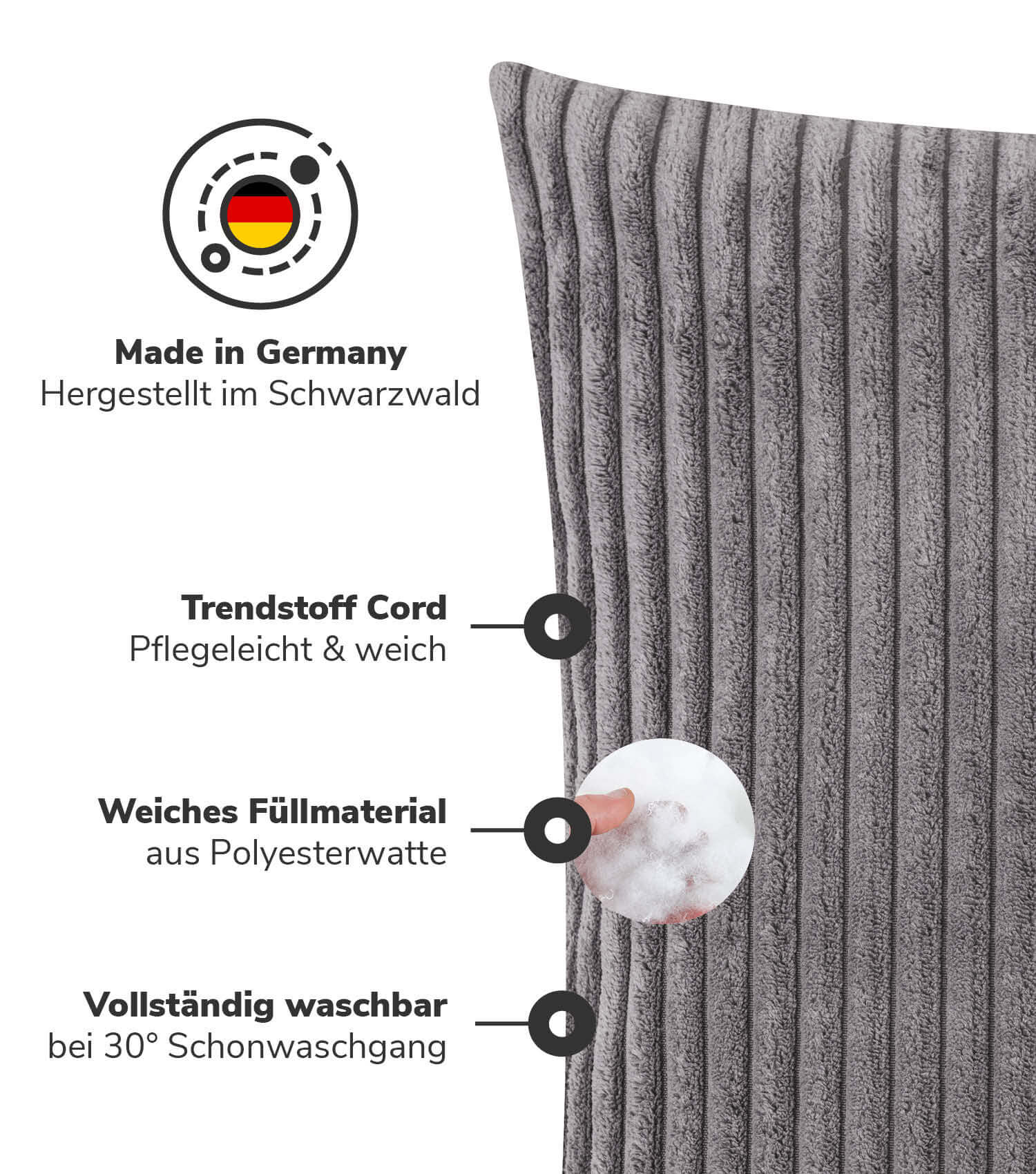 Cordkissen Kissen Couchkissen Sofakissen Cord Dekokissen