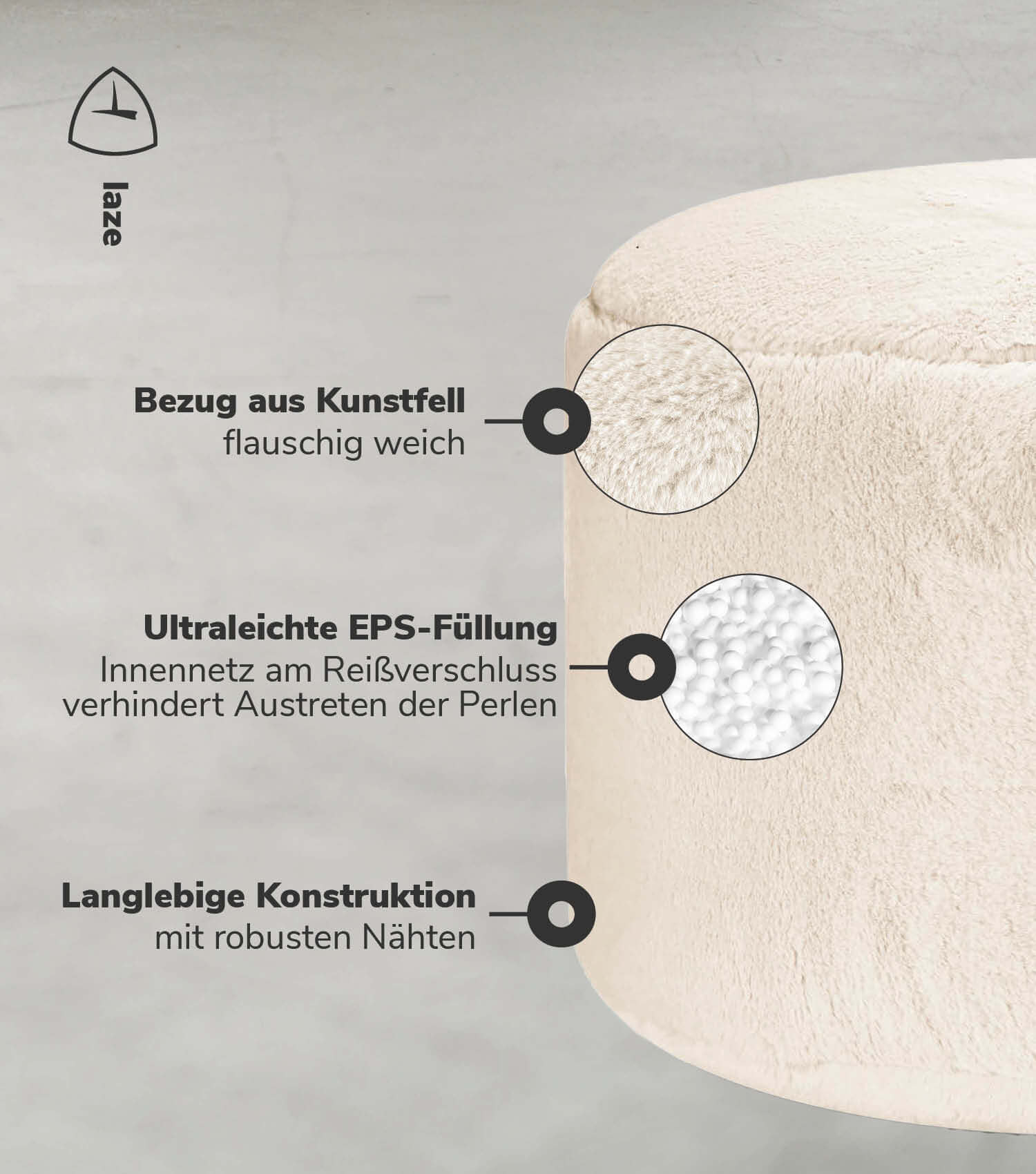 Pouf Hocker Sitzhocker Fußhocker Beistelltisch Sitzpouf Puff Sitzwürfel