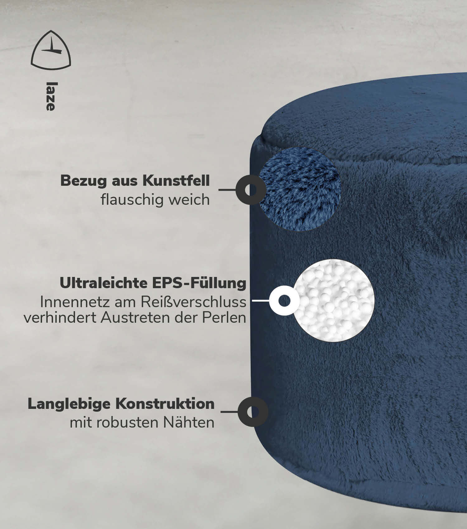 Pouf Hocker Sitzhocker Fußhocker Beistelltisch Sitzpouf Puff Sitzwürfel