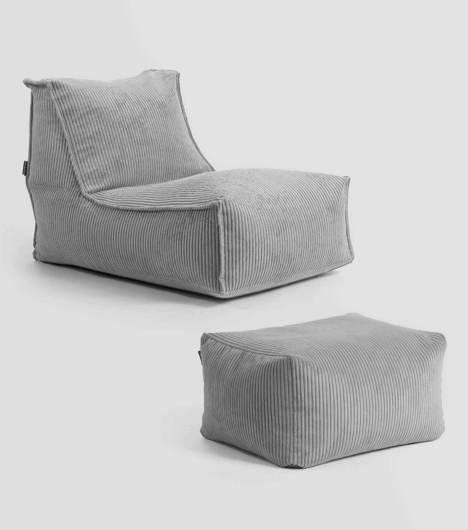 Sitzsack XXL + Pouf für Kinder & Erwachsene mit Füllung 'Der Gelassene'#sku_BB2.2Poso-003gra