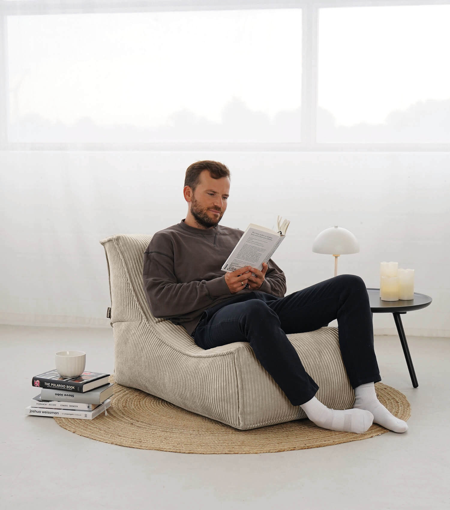 Sitzsack XXL + Pouf für Kinder & Erwachsene mit Füllung 'Der Gelassene'