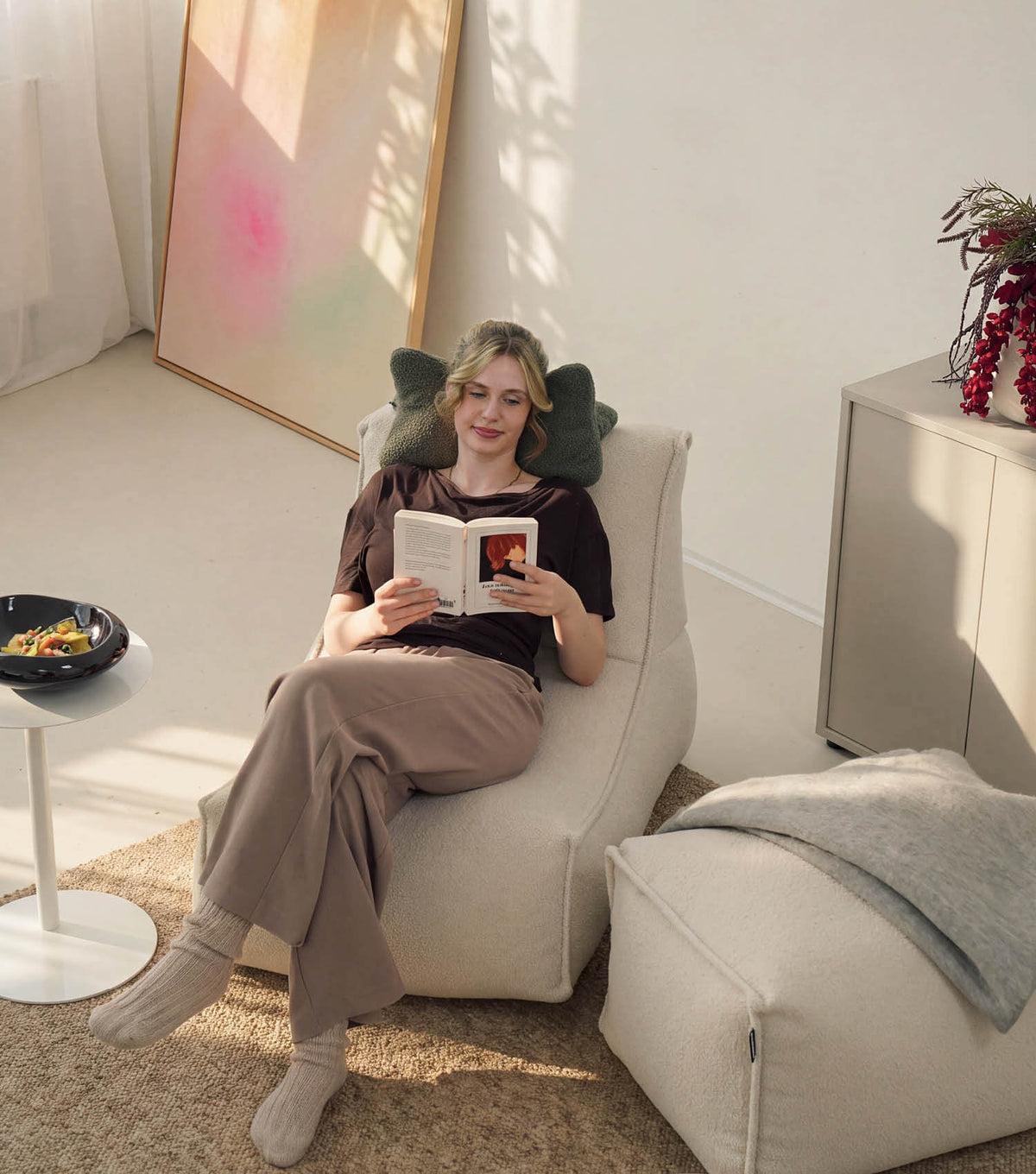 mokebo® 'Doze' Bouclé zitzak Bean Bag relaxplek leesfauteuil