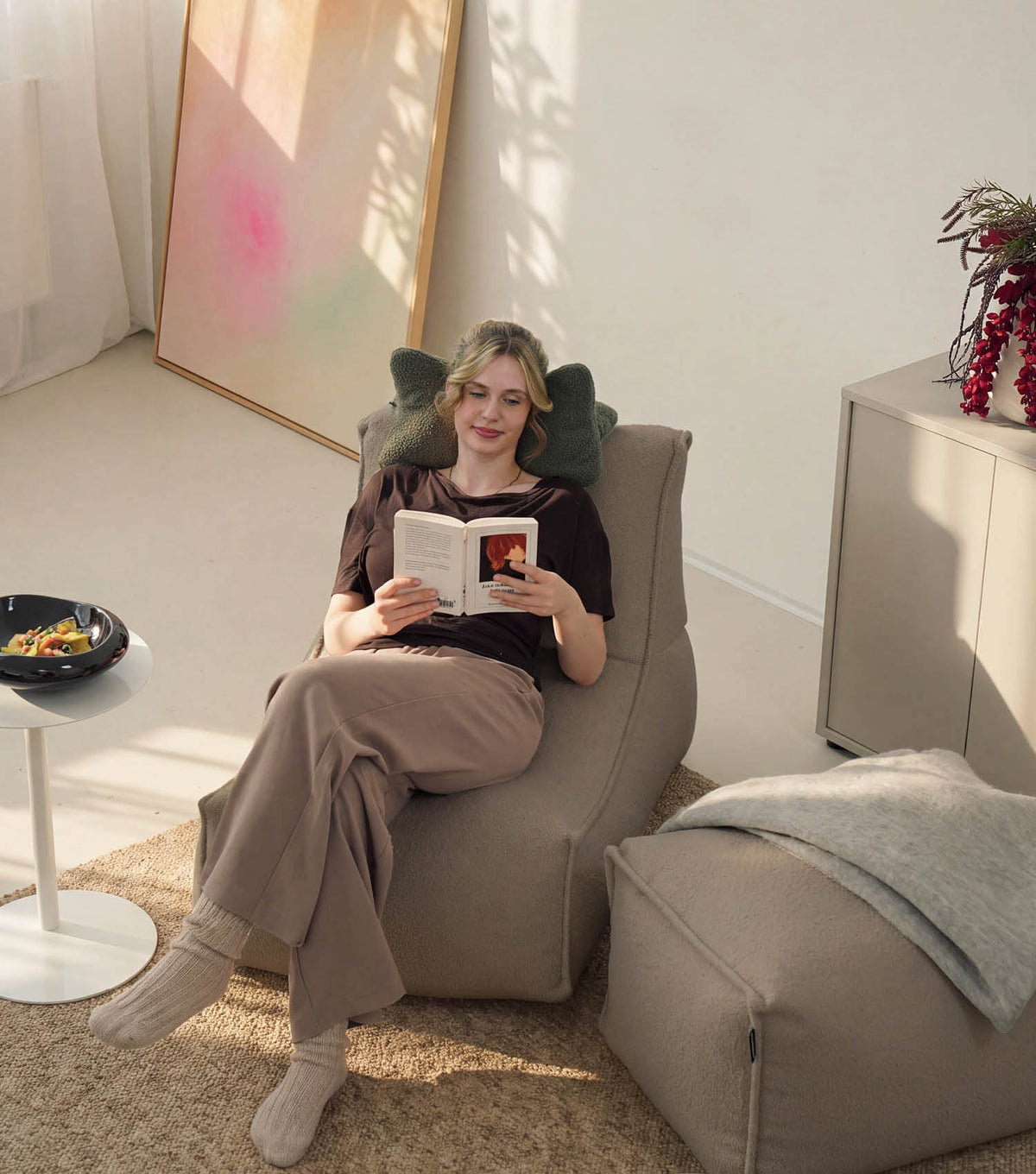 mokebo® 'Doze' Bouclé zitzak bean bag relaxplek leesfauteuil