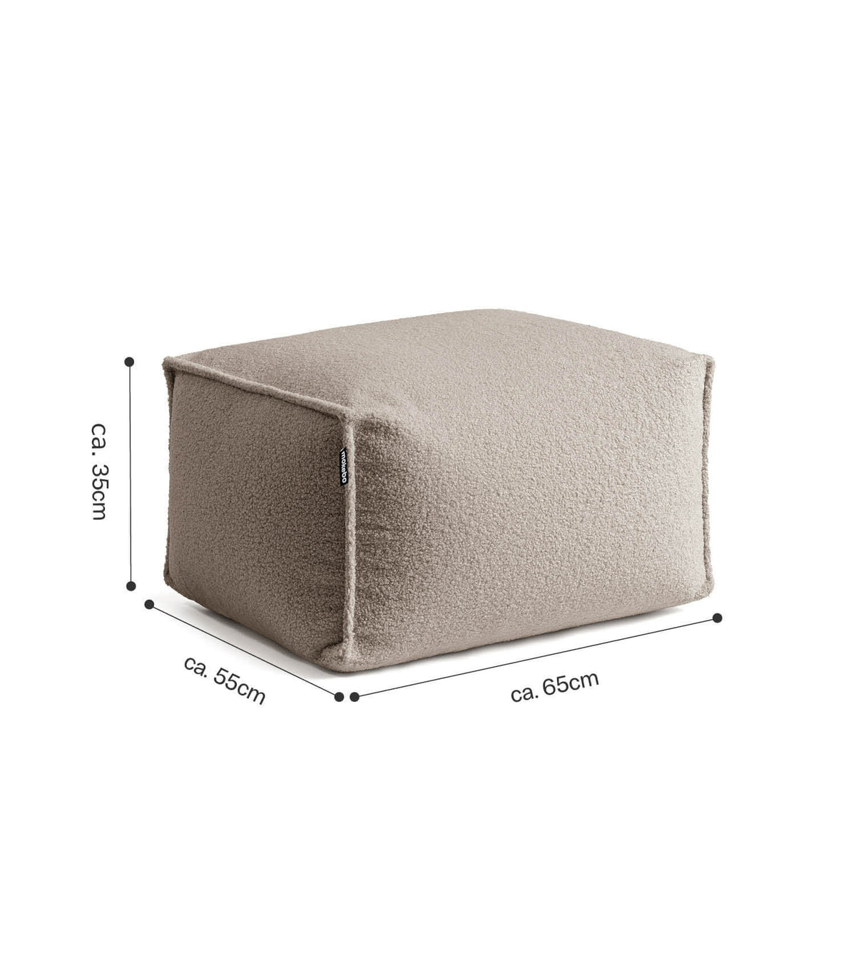 mokebo® 'Block' Bouclé pouf footstool seat cushion floor cushion