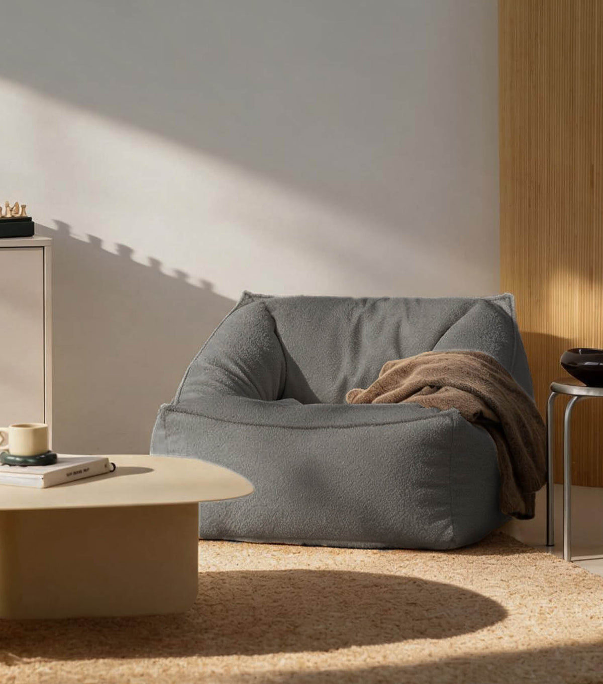 'Snug' Bouclé bean bag armchair reading chair