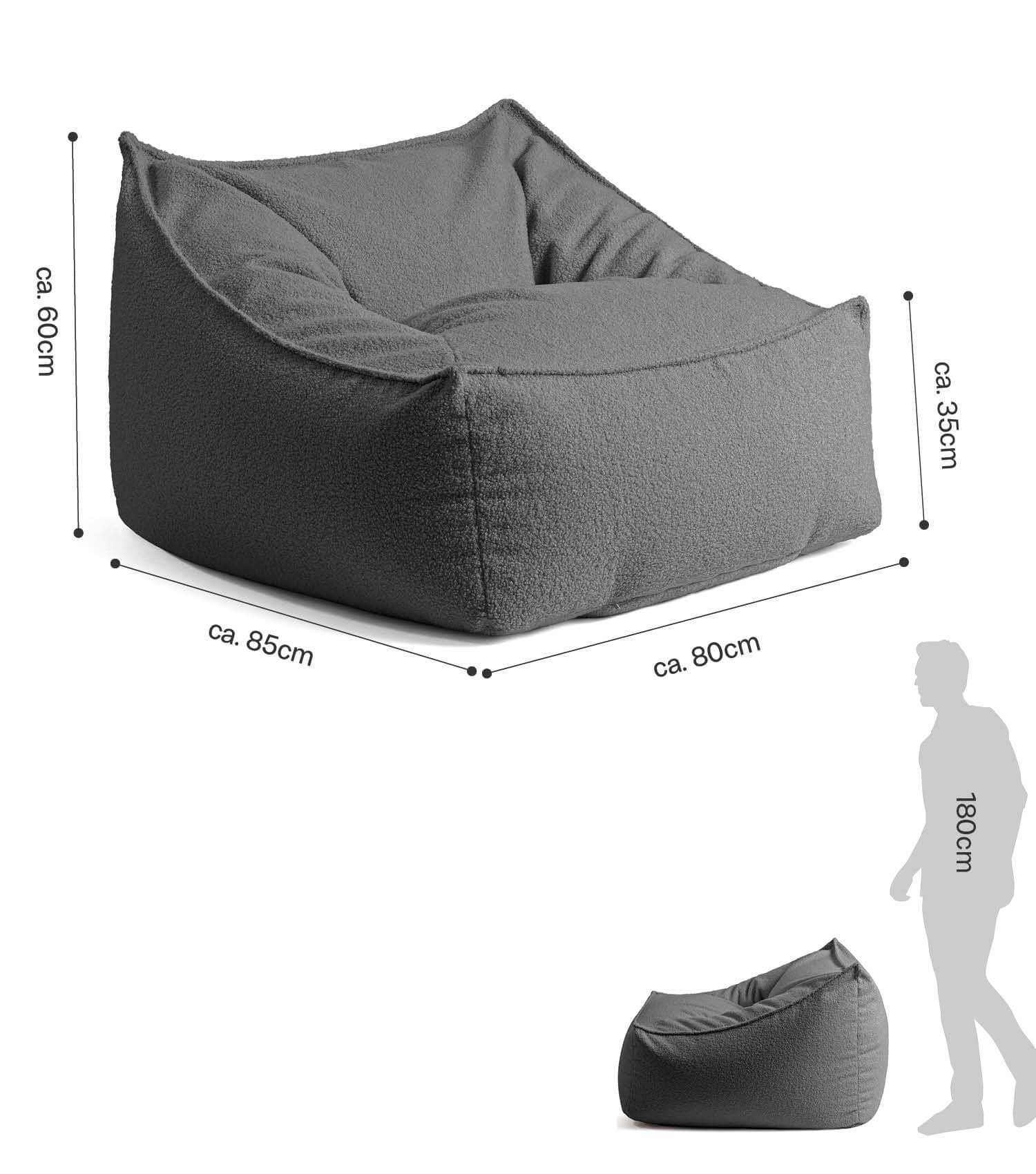 'Snug' Bouclé Sitzsack Armlehnensessel Lesesessel