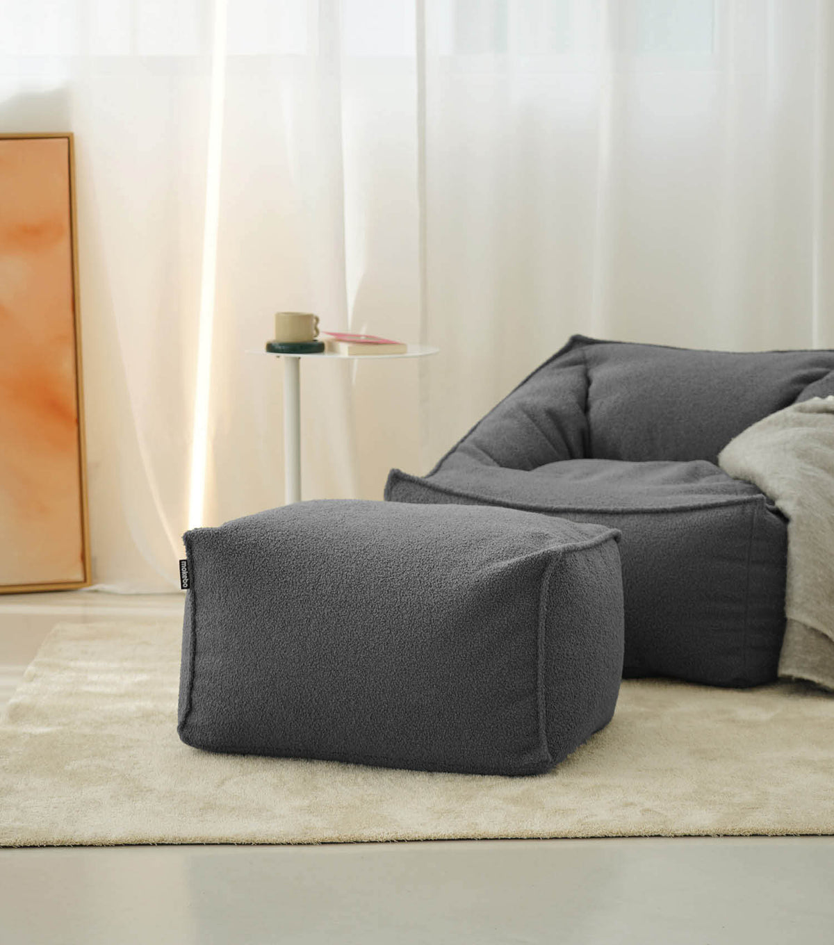 mokebo® 'Block' Bouclé pouf footstool seat cushion floor cushion