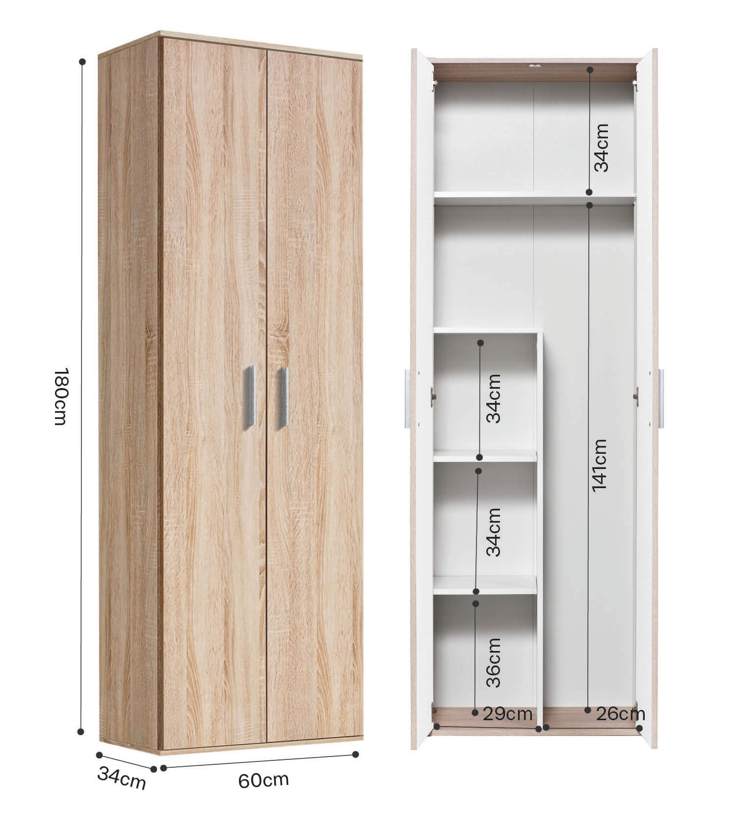 Besenschrank schmal Putzschrank Schrank Allzweckschrank Flurschrank Küchenschrank