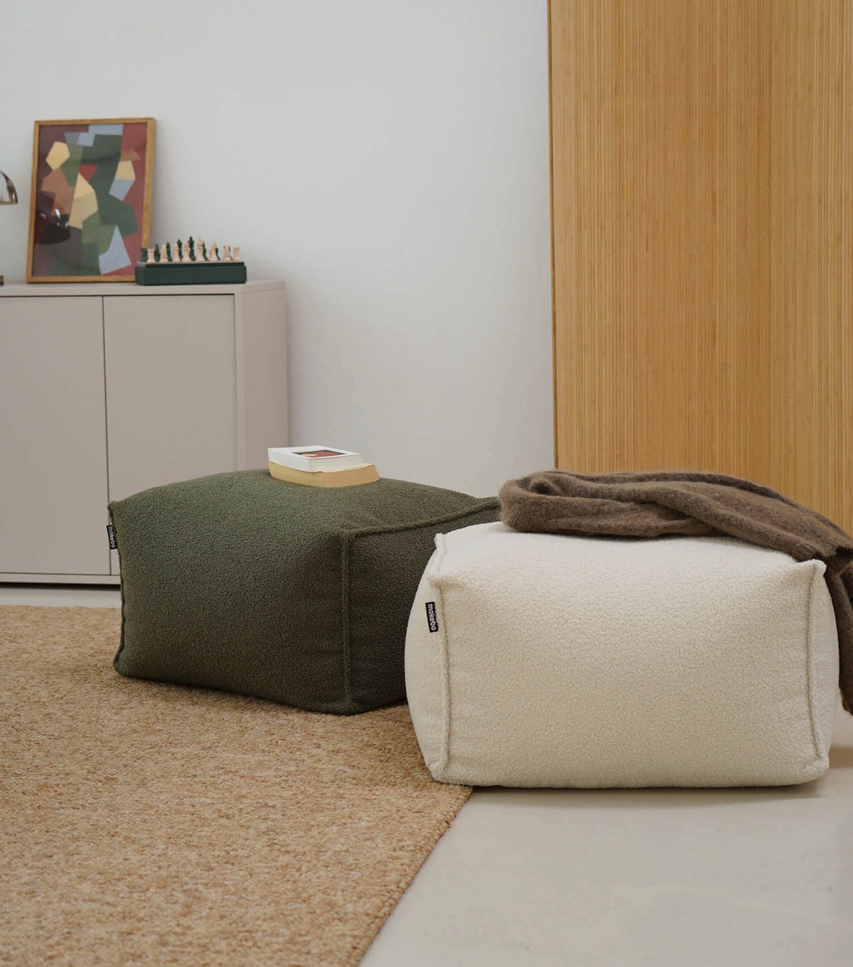 mokebo® 'Block' Bouclé pouf footstool seat cushion floor cushion