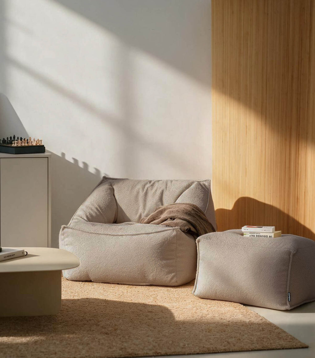 'Snug' Bouclé bean bag armchair reading chair