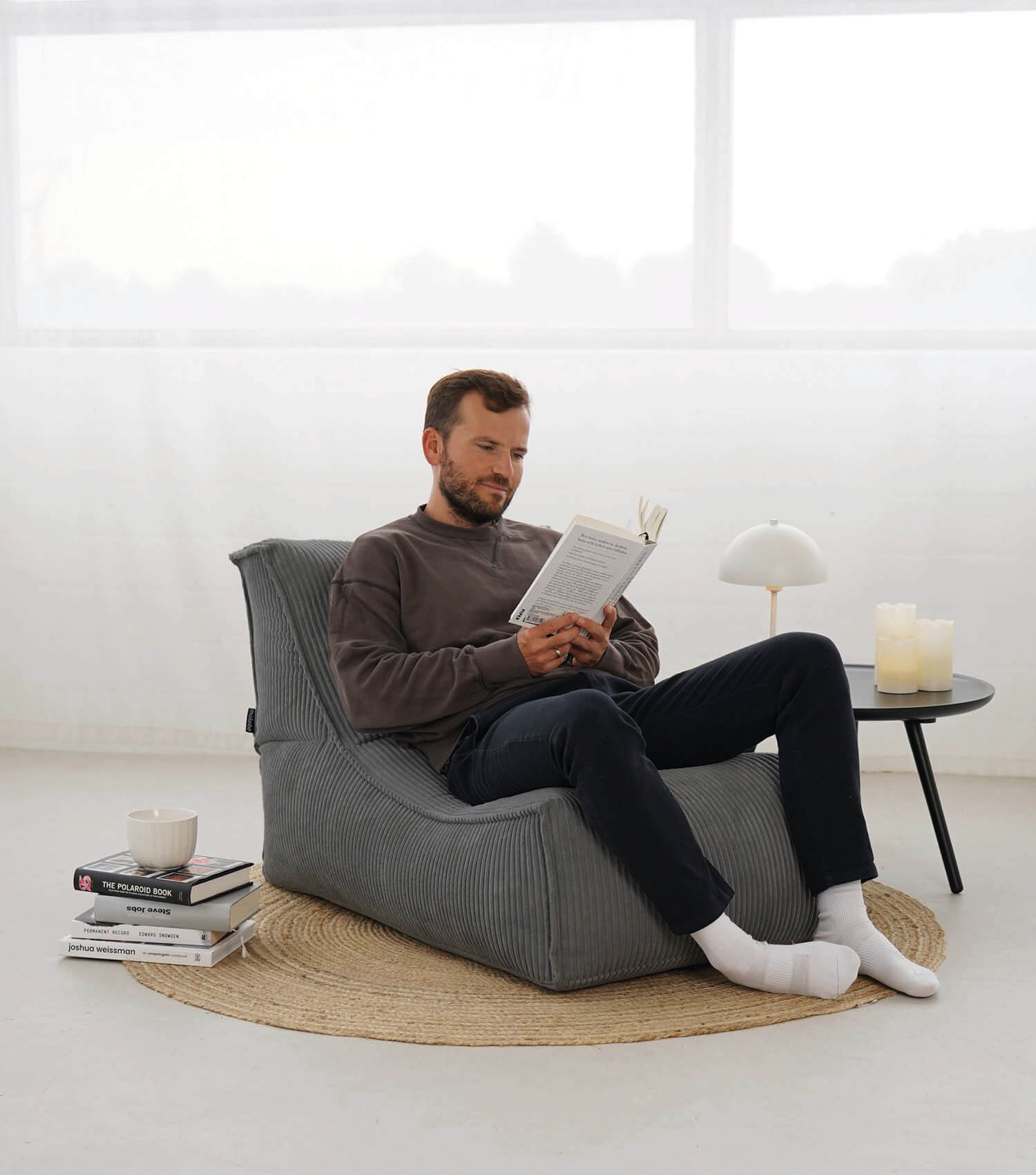 Sitzsack XXL + Pouf für Kinder & Erwachsene mit Füllung 'Der Gelassene'
