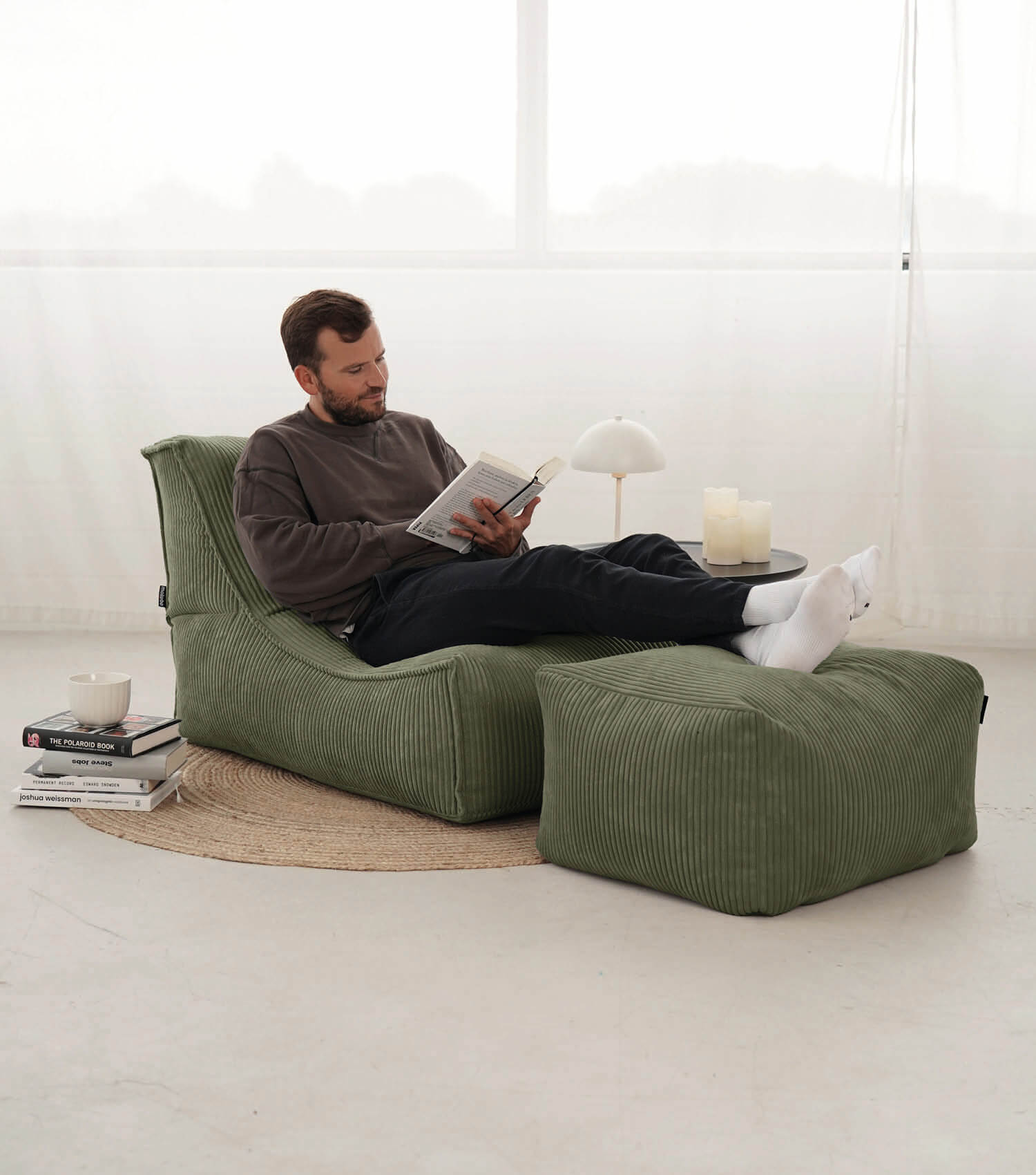 Sitzsack XXL + Pouf für Kinder & Erwachsene mit Füllung 'Der Gelassene'