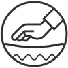Icon Komfort, hand über Stoff 