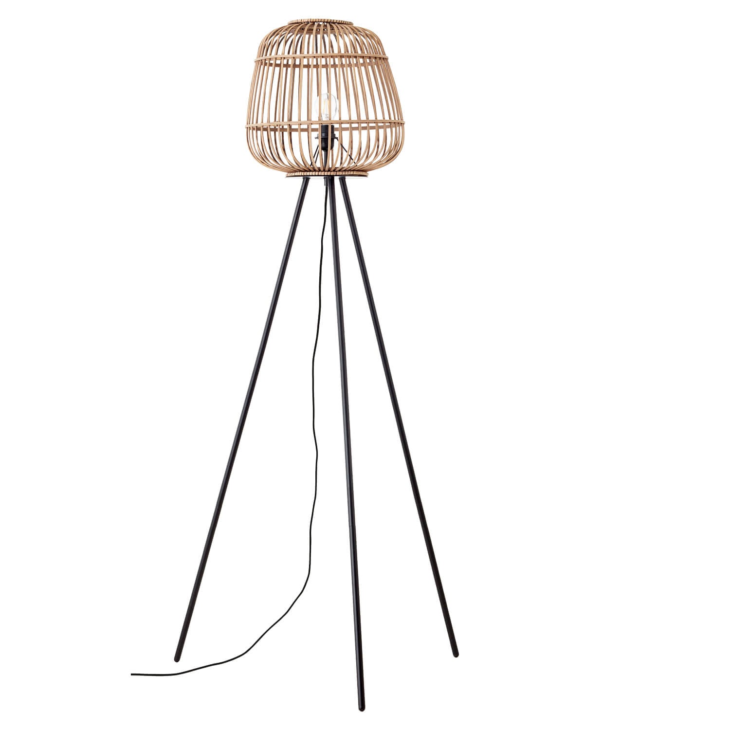 Stehlampe Boho Style mit Rattan 'Die Natürliche' Bambus, Korb, Holz 