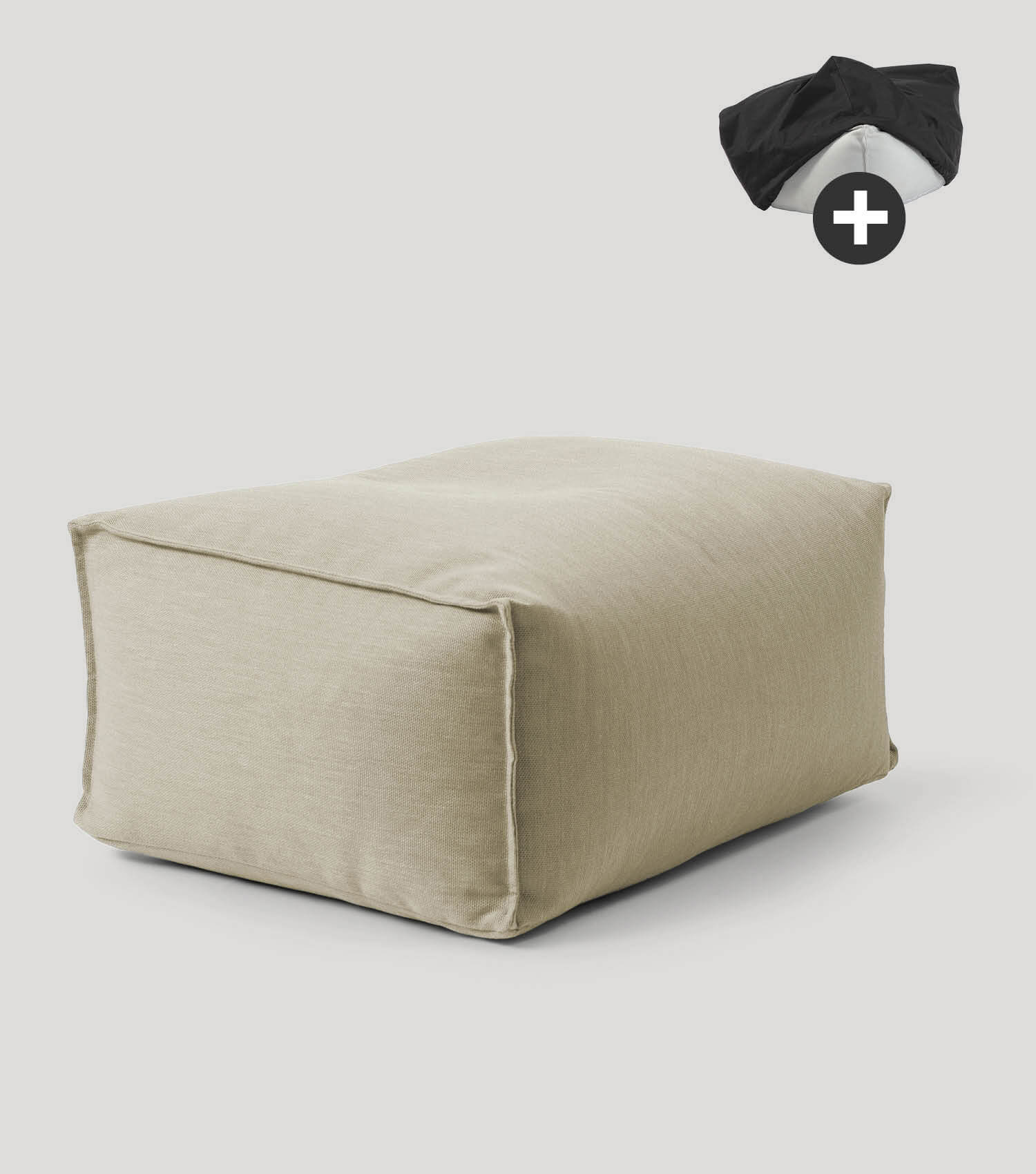 Outdoor Pouf Hocker Sitzkissen Bodenkissen 'Der Ruhepouf' Fußhocker eckig#sku_PF2Talea-076sand+SH1