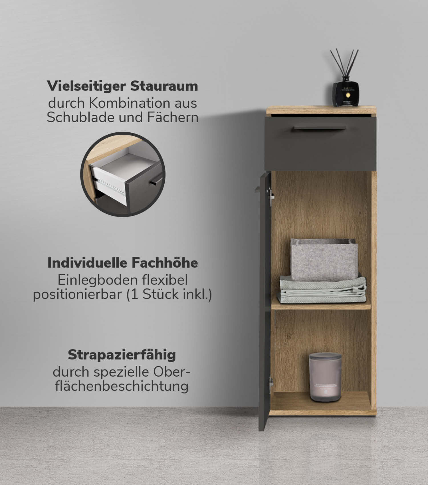 Bad-Beistellschrank Badschrank Badezimmerschrank Beistellschrank Badregal
