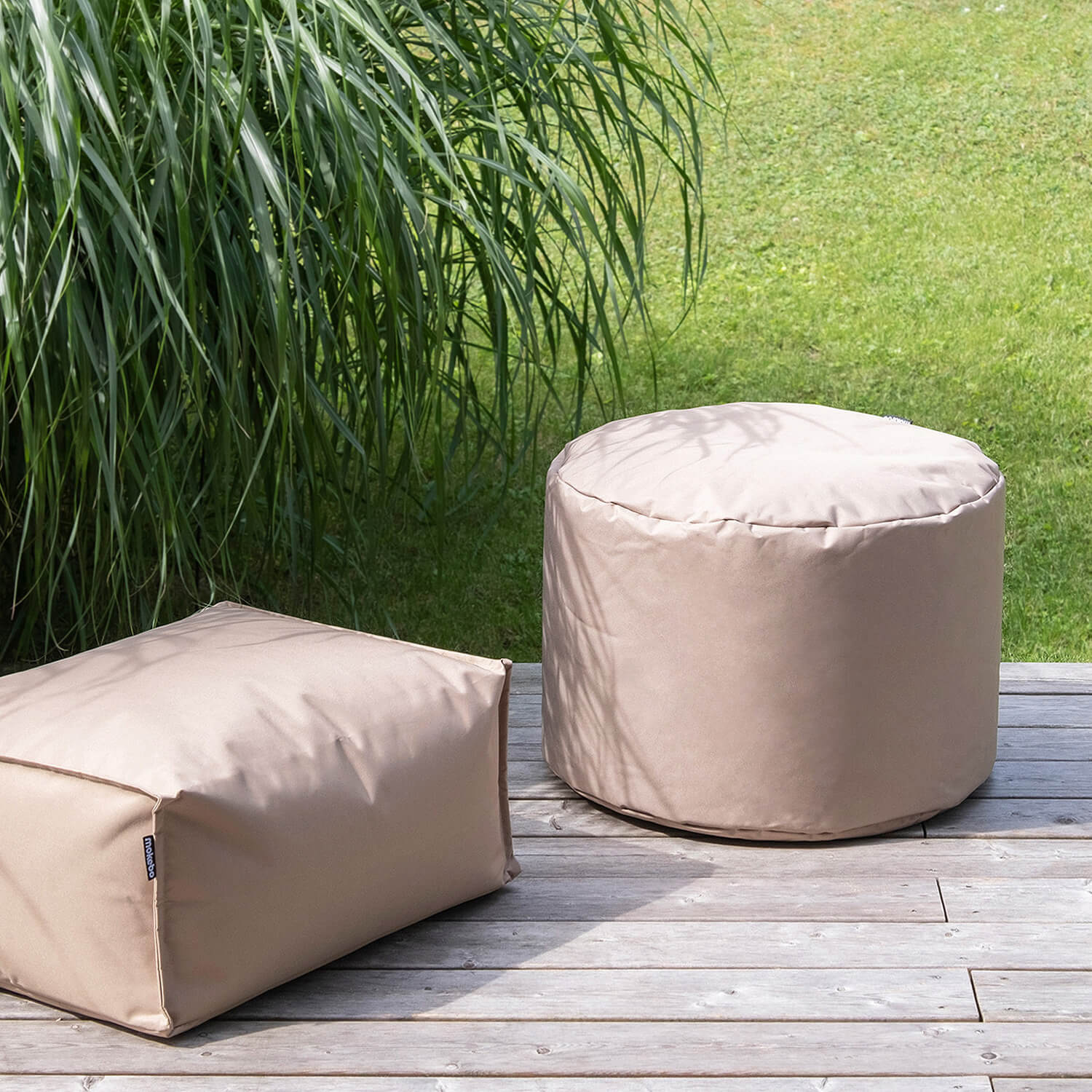 Outdoor Pouf Hocker Sitzkissen Bodenkissen 'Der Ruhepouf' Fußhocker rund#sku_PF1brava065khaki+SH1#sku_PF1brava034pet+SH1#sku_PF1out012dblau+SH1#sku_PF1brava007anth+SH1#sku_PF1brava003grau+SH1