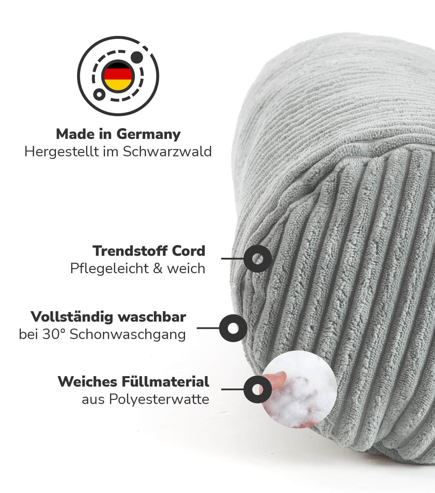 Nackenkissen Nackenrolle Kissenrolle Lesekissen Knierolle Rückenkissen