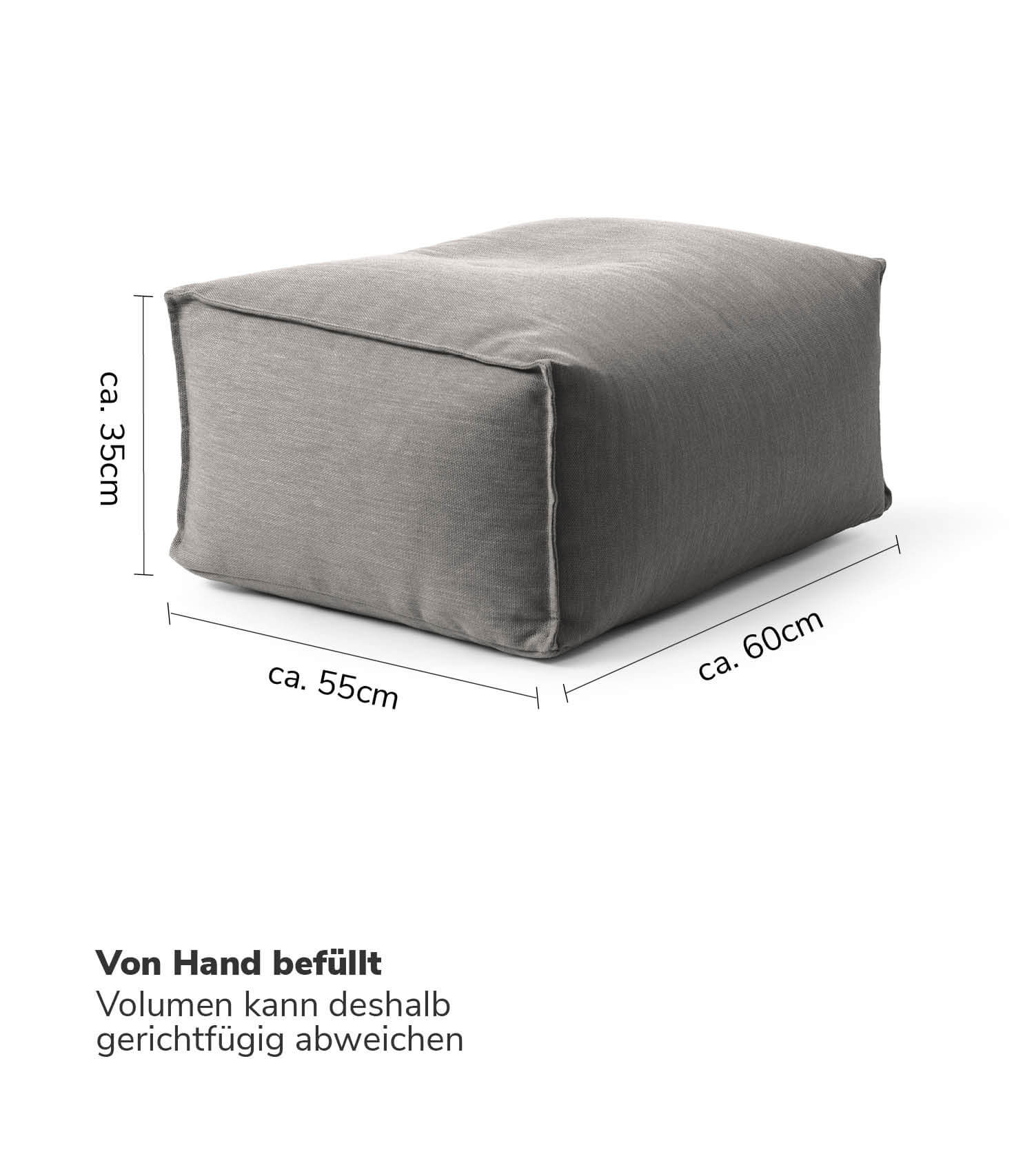 Outdoor Pouf Hocker Sitzkissen Bodenkissen 'Der Ruhepouf' Fußhocker eckig