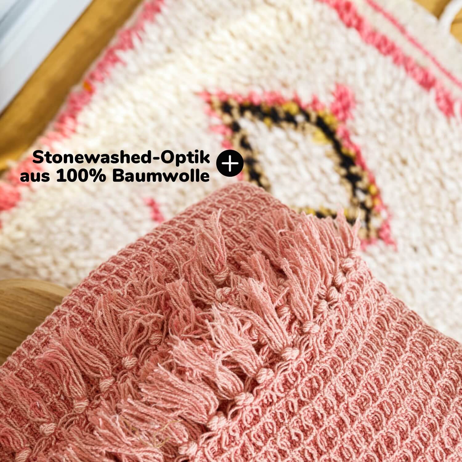 Decke ‘Die Hyggelige’ im Waffelpique Strickdecke & Tagesdecke 
