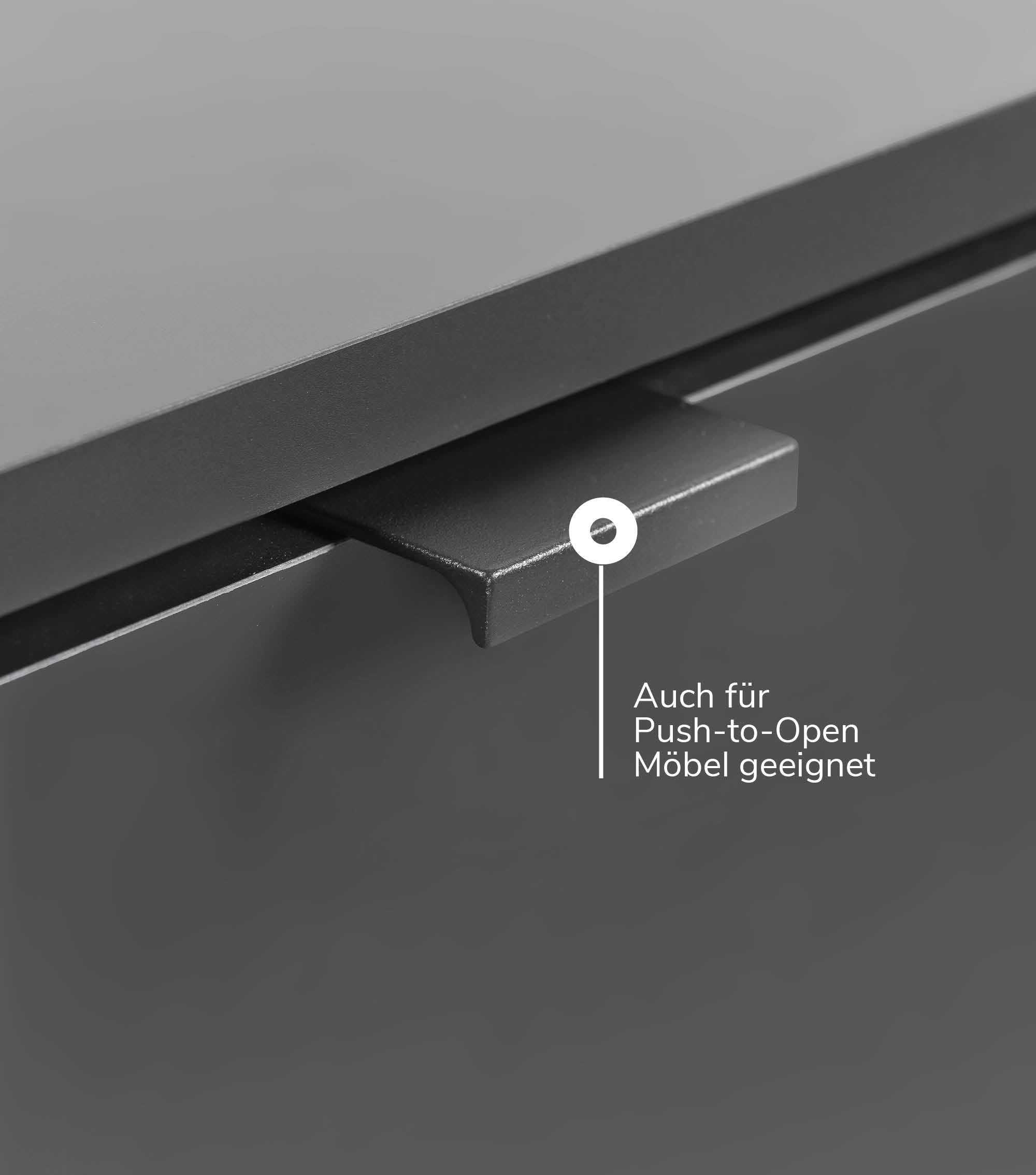 Möbelgriff für Push-to-Open Möbel 'Der Handliche' in Schwarz & Weiß